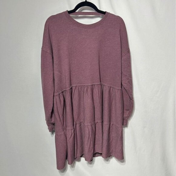 American Eagle ruffle hem, cutout sweatshirt dress. Oversized fit. XS fits like - Picture 9 of 9